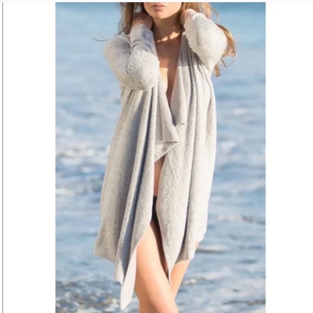 Barefoot Dreams Gray Waterfall Cozy Chic Lite Island Wrap Cardigan